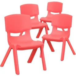 Emma And Oliver 4 Pack Plastic Stackable Pre-K/School Chairs With 10.5"H Seat -Home office GUEST d293547e fd56 4c08 9fa7 67ea22241612