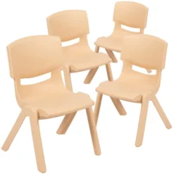 Emma And Oliver 4 Pack Plastic Stackable Pre-K/School Chairs With 10.5"H Seat -Home office GUEST d2c01ef5 7e63 4347 9e8b ea63271d896c