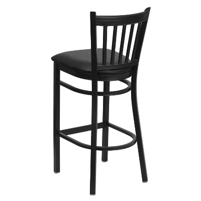 Emma And Oliver Black Vertical Back Metal Restaurant Dining Barstool 8 Emma And Oliver Black Vertical Back Metal Restaurant Dining Barstool - Image 8
