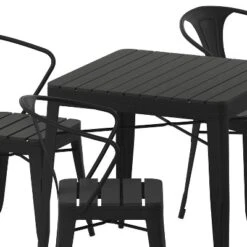 Emma And Oliver Modern 5 Piece Weather And Rust Resistant Black Steel And Polyresin Patio Set With Table & 4 Chairs Indoor And Outdoor Use -Home office GUEST d5079169 7392 43f1 bb58 1f15b26fcb75