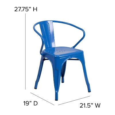 Emma And Oliver Commercial Grade 4 Pack Metal Indoor-Outdoor Chair With Arms 4 Emma And Oliver Commercial Grade 4 Pack Metal Indoor-Outdoor Chair With Arms - Image 4