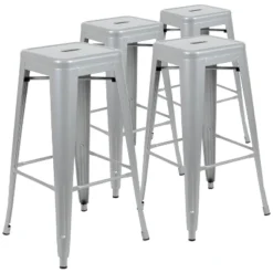 Emma And Oliver 4 Pack 30" High Metal Indoor Bar Stool - Stackable Stool -Home office GUEST d5cc582c d065 41a8 bbe0 4a6634845e7a