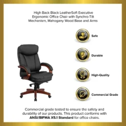 Emma And Oliver High Back Black LeatherSoft Synchro-Tilt Ergonomic Office Chair With Wood Base 19 Emma And Oliver High Back Black LeatherSoft Synchro-Tilt Ergonomic Office Chair With Wood Base -Home office GUEST d6aac44f dceb 4cbb b8c2 be4530f7648c
