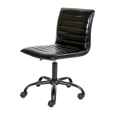Emma And Oliver Low Back Designer Armless Ribbed Swivel Task Office Chair 15 Emma And Oliver Low Back Designer Armless Ribbed Swivel Task Office Chair - Image 15