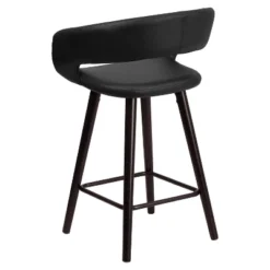 Emma And Oliver 24"H Cappuccino Wood Rounded Open Back Counter Height Stool -Home office GUEST d793149b c960 4145 bd15 13e18e38d5a9