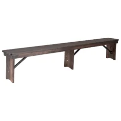 Emma And Oliver 8' X 12" Antique Rustic Solid Pine Folding Farm Bench - Portable Bench -Home office GUEST d7d1bed4 a9cf 4e4a b376 a15ebec39177