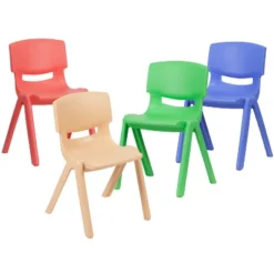 Emma And Oliver 4 Pack Plastic Stackable K-2 School Chair With 13.25"H Seat -Home office GUEST d92f50fc e6a6 4d3f a313 4a7a9487e8c0