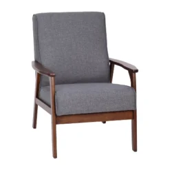 Emma And Oliver Upholstered Mid-Century Modern Arm Chair With Wood Frame -Home office GUEST d9dbbd47 4260 4728 9d19 3aa829e7f4e6