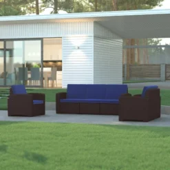 Emma And Oliver Faux Rattan Loveseat With All-Weather Cushions -Home office GUEST da13de80 2e36 4eae adad b63b523b5dd3