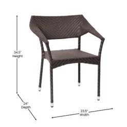 Emma And Oliver Modern All-Weather Patio Dining Chair With Fade And Weather Resistant PE Rattan And Reinforced Steel Frame -Home office GUEST da3cd445 d1a0 47a1 8d81 ed596a6dd5e6