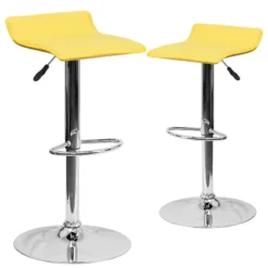 Emma And Oliver 2 Pack Contemporary Vinyl Adjustable Height Barstool With Solid Wave Seat And Chrome Base -Home office GUEST dbcf57d7 0e14 4bcc 8ff6 9b5b7d9ec3c8