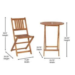 Emma And Oliver All-Weather Three Piece Solid Acacia Wood Patio Bistro Set With Two Folding Chairs And Table -Home office GUEST dccd9de7 a1bc 4417 aa17 2755faf1d27a