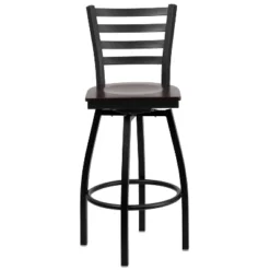 Emma And Oliver Black Ladder Back Swivel Metal Restaurant Dining Barstool -Home office GUEST dd0048c8 0d20 4fed 9757 8babeaab40f7