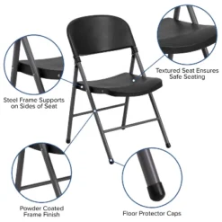 Emma And Oliver 6 Pack 330 Lb. Capacity Black Plastic Folding Chair - Charcoal Frame - Event Chair 18 Emma And Oliver 6 Pack 330 Lb. Capacity Black Plastic Folding Chair - Charcoal Frame - Event Chair -Home office GUEST dd8b868b 63d4 4356 8ac5 1d82df3cff0c
