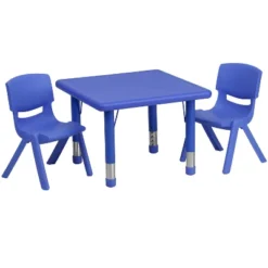 Emma And Oliver 24" Square Plastic Height Adjustable Activity Table Set With 2 Chairs -Home office GUEST ddb30316 5d61 442f b6dc b920b4a86ddc