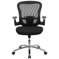 Emma And Oliver Mid-Back Black Mesh Swivel Ergonomic Office Chair - Height Adjustable Flip-Up Arms -Home office GUEST ddd905b7 a804 40d6 8d48 17da6ffb143e