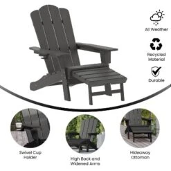 Emma And Oliver Adirondack Chair With Cup Holder And Pull Out Ottoman, All-Weather HDPE Indoor/Outdoor Lounge Chair 18 Emma And Oliver Adirondack Chair With Cup Holder And Pull Out Ottoman, All-Weather HDPE Indoor/Outdoor Lounge Chair -Home office GUEST de6ba7fd 4b90 41d6 a5f7 0957a920cb0e