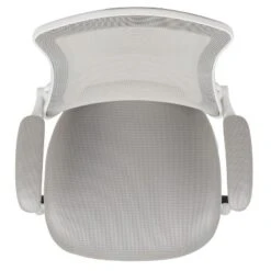Emma And Oliver Mid-Back Light Gray Mesh Ergonomic Task Office Chair, White Frame - Flip-Up Arms -Home office GUEST df43c527 eab8 4384 a7aa 6f2e8b6ddc75