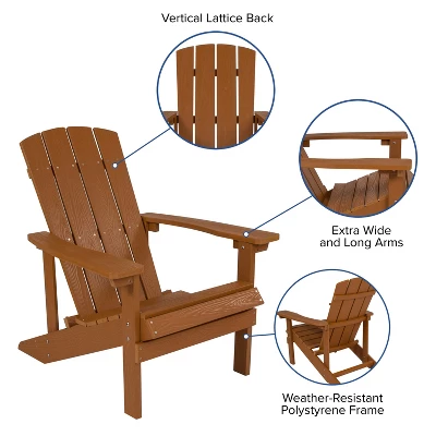 Emma And Oliver 4 Pack Outdoor All-Weather Poly Resin Wood Adirondack Chairs 2 Emma And Oliver 4 Pack Outdoor All-Weather Poly Resin Wood Adirondack Chairs - Image 2