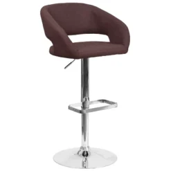 Emma And Oliver Shae Contemporary Upholstered Adjustable Height Barstool With Rounded, Cutout Mid-Back And Pedestal Base -Home office GUEST e0029fc3 67de 487d a274 4c289ef277e4