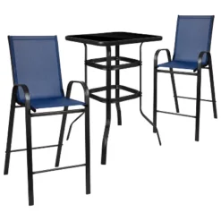 Emma And Oliver 3 Piece Outdoor Bar Height Set-Glass Patio Bar Table-All-Weather Barstools -Home office GUEST e049e8ca c5d3 4308 b8c0 431494a2bbe4