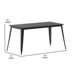 Emma And Oliver Indoor/Outdoor Dining Table With Umbrella Hole, 30" X 60" Rectangular All Weather Poly Resin Top And Black Steel Base -Home office GUEST e0b0098b b8fb 482f 95cb f0a060e42651