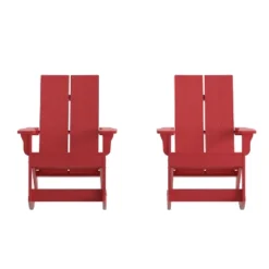 Emma And Oliver Set Of 2 Modern All-Weather Poly Resin Adirondack Rocking Chairs For Indoor/Outdoor Use -Home office GUEST e0dad936 da16 4454 9b25 a3e63b5a74e9