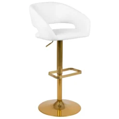 Emma And Oliver Shae Contemporary Upholstered Adjustable Height Barstool With Rounded, Cutout Mid-Back And Pedestal Base -Home office GUEST e1c46005 3ee3 46da bcaf af27a9d97620