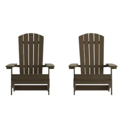 Emma And Oliver Set Of 2 Indoor/Outdoor Poly Resin Folding Adirondack Chairs, All-Weather Chairs For Porch, Patio, Or Sunroom -Home office GUEST e3d49ee2 3d1a 489c a12b 81f925a3552f