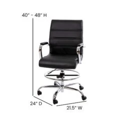 Emma And Oliver Mid-Back LeatherSoft Drafting Chair With Adjustable Foot Ring And Chrome Base -Home office GUEST e40f5012 a45b 4212 919e a2cbeaa5c8e4