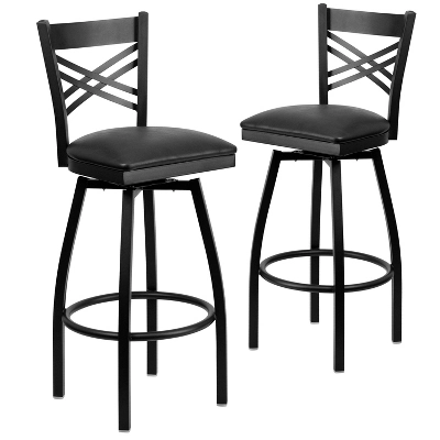 Emma And Oliver 2 Pack "X" Back Swivel Metal Barstool 10 Emma And Oliver 2 Pack "X" Back Swivel Metal Barstool - Image 10