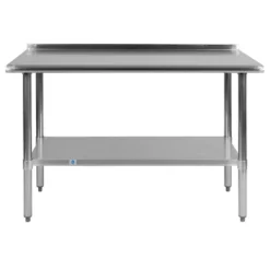 Emma And Oliver Stainless Steel 18 Gauge Prep And Work Table With Backsplash And Shelf, NSF -Home office GUEST e577decc ab03 46b1 843e d24f9a19e66e