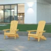 Emma And Oliver Set Of 2 Indoor/Outdoor Poly Resin Folding Adirondack Chairs, All-Weather Chairs For Porch, Patio, Or Sunroom