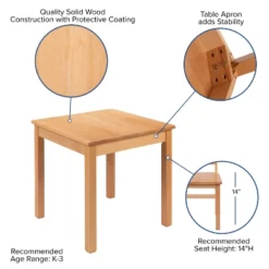 Emma And Oliver Kids Natural Solid Wood Table And Chair Set For Classroom, Playroom, Kitchen -Home office GUEST e5a73c9b d6bc 4c93 914c a3c34aa32636