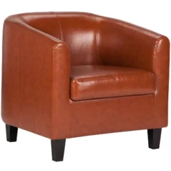 Emma And Oliver Leather Lounge Chair With Sloping Arms -Home office GUEST e5c79413 b64b 4b00 927b f6ff85a7e868
