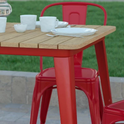 Emma And Oliver Indoor/Outdoor Dining Table, 31.5" Square All Weather Poly Resin Top With Steel Base 3 Emma And Oliver Indoor/Outdoor Dining Table, 31.5" Square All Weather Poly Resin Top With Steel Base - Image 3