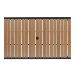 Emma And Oliver 30" X 48" All-Weather Faux Teak Patio Dining Table With Steel Frame - Seats 4 -Home office GUEST e6692c5f 38b9 4ea1 9c14 9e019da012cf