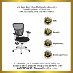 Emma And Oliver Mid-Back Mesh Triple Paddle Swivel Ergonomic Office Chair With Adjustable Arms -Home office GUEST e726de11 4b8e 4eb5 b87d 1b544c80f9f5