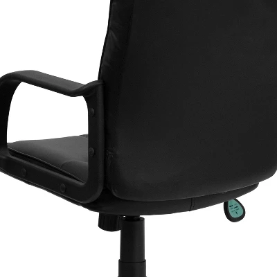 Emma And Oliver Mid-Back Black LeatherSoft Swivel Task Office Chair With Arms 4 Emma And Oliver Mid-Back Black LeatherSoft Swivel Task Office Chair With Arms - Image 4