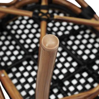 Emma & Oliver Soie Set Of Four Indoor/Outdoor Stacking Thonet Bistro Style Chairs With Arms, PE Rattan Seat And Bamboo Finished Metal Frame 13 Emma & Oliver Soie Set Of Four Indoor/Outdoor Stacking Thonet Bistro Style Chairs With Arms, PE Rattan Seat And Bamboo Finished Metal Frame - Image 13