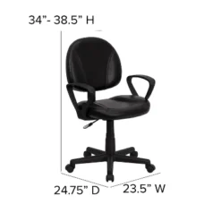 Emma And Oliver Mid-Back Black LeatherSoft Swivel Ergonomic Office Chair - Back Adjustment -Home office GUEST e928f023 fea2 4e01 9aff c929a114b4ea