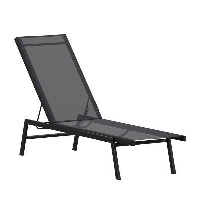 Emma And Oliver Textilene Adjustable 5 Position Patio Chaise Lounge And Metal Frame 2 Emma And Oliver Textilene Adjustable 5 Position Patio Chaise Lounge And Metal Frame - Image 2