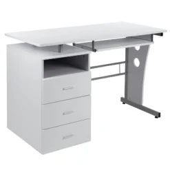 Emma And Oliver Desk With Three Drawer Single Pedestal And Pull-Out Keyboard Tray 22 Emma And Oliver Desk With Three Drawer Single Pedestal And Pull-Out Keyboard Tray -Home office GUEST ea099a35 e9bb 4fcd 9442 19e7ab056f1a