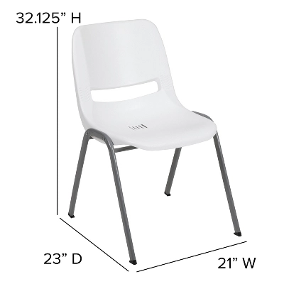 Emma And Oliver White Ergonomic Shell Student Stack Chair - Classroom Chair / Office Guest Chair 5 Emma And Oliver White Ergonomic Shell Student Stack Chair - Classroom Chair / Office Guest Chair - Image 5