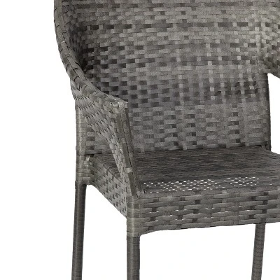 Emma And Oliver All-Weather Indoor/Outdoor Stacking Patio Dining Chairs With Steel Frame And Weather Resistant PE Rattan 7 Emma And Oliver All-Weather Indoor/Outdoor Stacking Patio Dining Chairs With Steel Frame And Weather Resistant PE Rattan - Image 7