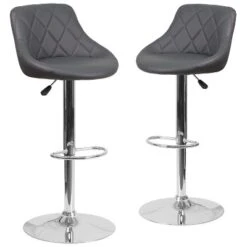 Emma And Oliver 2 Pack Contemporary Vinyl Bucket Seat Adjustable Height Barstool With Diamond Pattern Back And Chrome Base -Home office GUEST ec8280d6 5a2b 4a3e bd29 8d9e40634afb