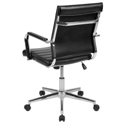Emma And Oliver Mid-Back LeatherSoft Ribbed Executive Swivel Office Chair - Desk Chair 10 Emma And Oliver Mid-Back LeatherSoft Ribbed Executive Swivel Office Chair - Desk Chair - Image 10