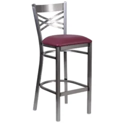 Emma And Oliver 2 Pack Clear Coated "X" Back Metal Restaurant Barstool -Home office GUEST ecc58e12 04ea 4464 8e15 469a012bc9d8