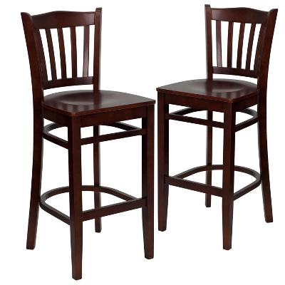 Emma And Oliver 2 Pack Vertical Slat Back Wooden Restaurant Barstool 11 Emma And Oliver 2 Pack Vertical Slat Back Wooden Restaurant Barstool - Image 11