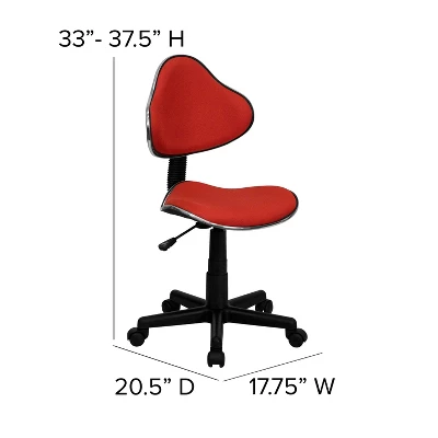 Emma And Oliver Red Fabric Swivel Ergonomic Task Office Chair 3 Emma And Oliver Red Fabric Swivel Ergonomic Task Office Chair - Image 3